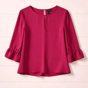 Bobeau Fuchsia Blouse with Ruffled Sleeves